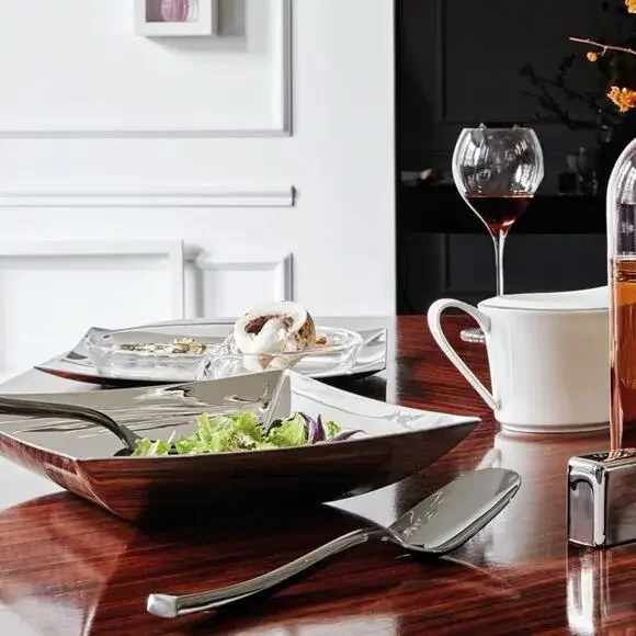 Sambonet Linea Q Polished Stainless Steel Square Fruit Bowl Made In Italy